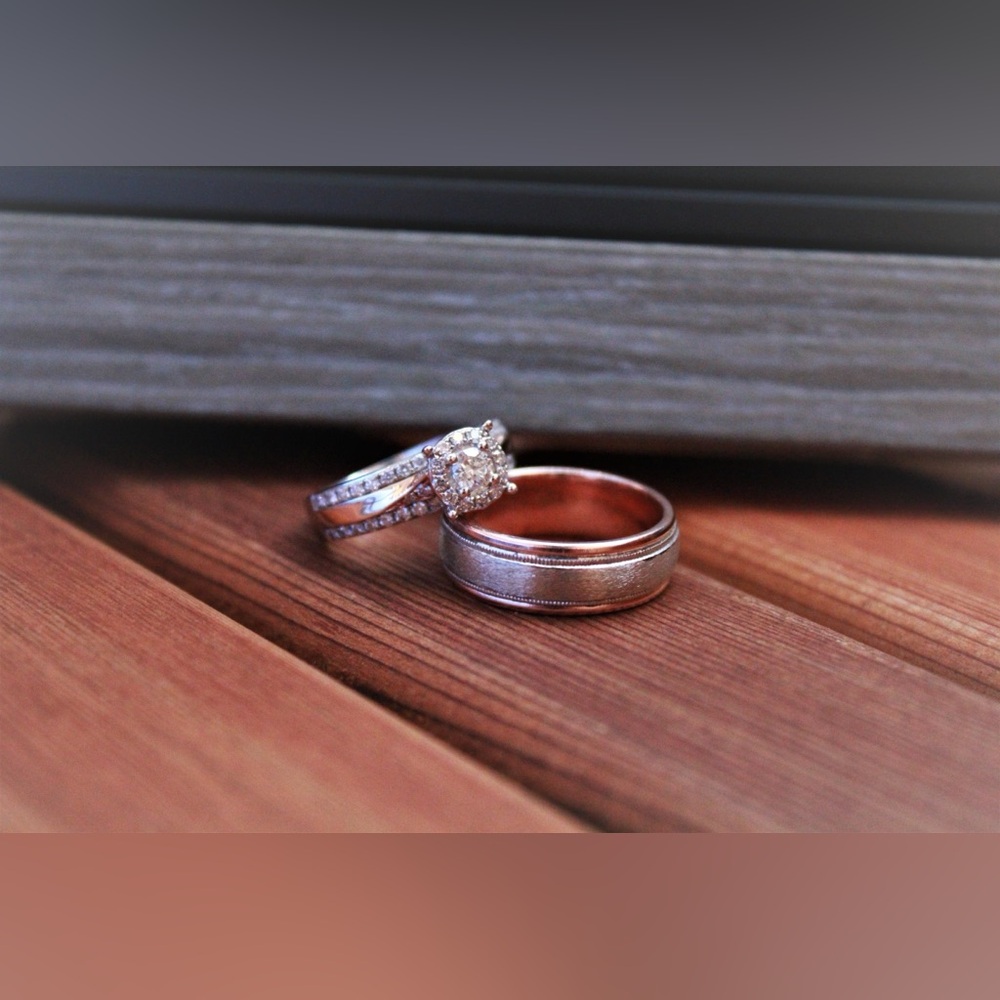 Elegant Rose Gold & White Gold Diamond Ring Set